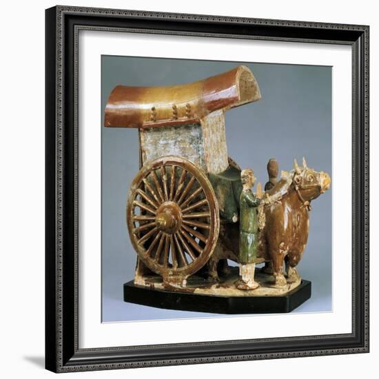 Cart Pulled by Ox, Glazed Tri-Color Pottery Funerary Model, China-null-Framed Giclee Print