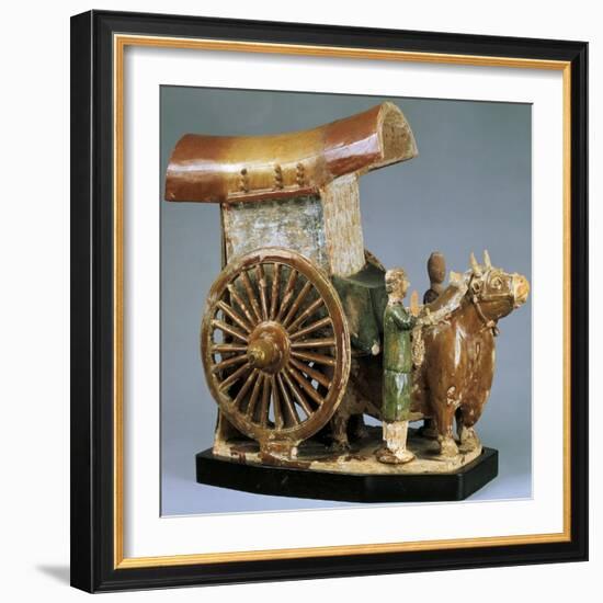 Cart Pulled by Ox, Glazed Tri-Color Pottery Funerary Model, China-null-Framed Giclee Print