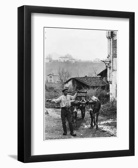 Cart Pulled by Two Oxen in the Basque Country, c. 1900-Ouvrard-Framed Giclee Print