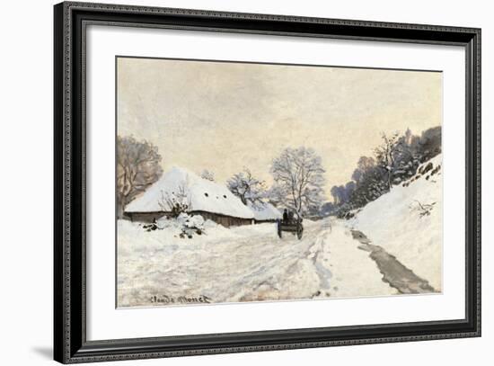 Cart. Route in the Snow, near Honfleur-Claude Monet-Framed Art Print