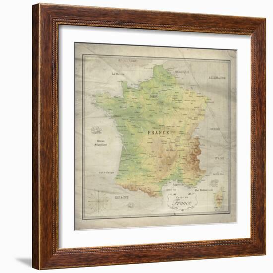 Carte de France-The Vintage Collection-Framed Giclee Print