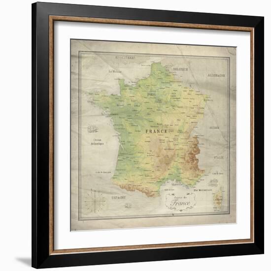 Carte de France-The Vintage Collection-Framed Giclee Print