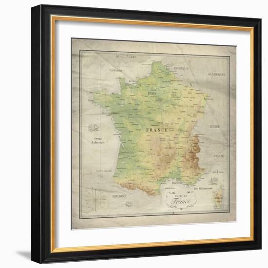 Carte de France-The Vintage Collection-Framed Giclee Print