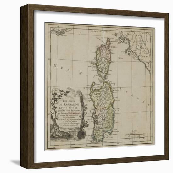 Carte de la Corse et de la Sardaigne-null-Framed Giclee Print