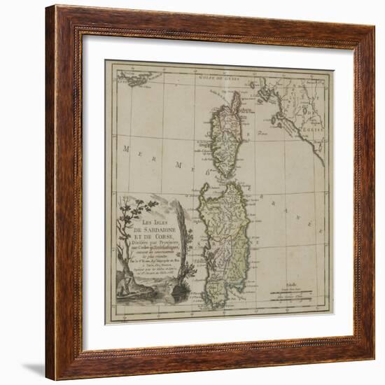 Carte de la Corse et de la Sardaigne-null-Framed Giclee Print