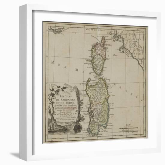 Carte de la Corse et de la Sardaigne-null-Framed Giclee Print