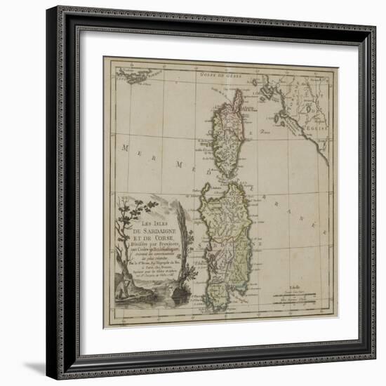 Carte de la Corse et de la Sardaigne-null-Framed Giclee Print