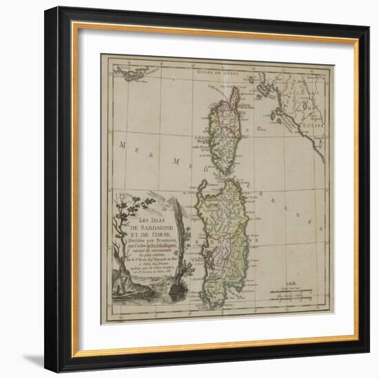 Carte de la Corse et de la Sardaigne-null-Framed Giclee Print