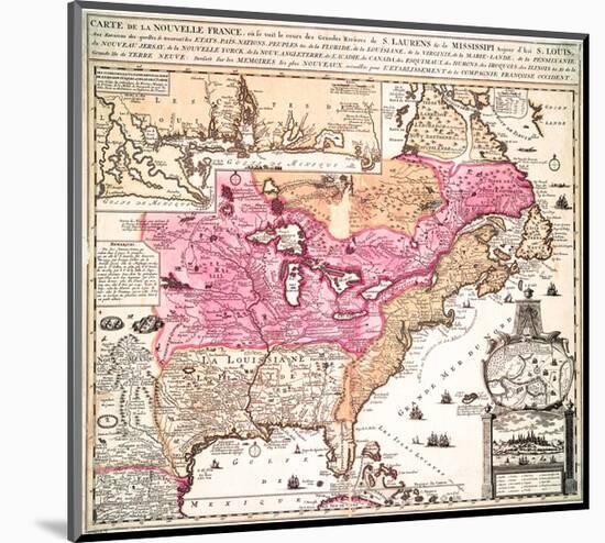 Carte La Nouvelle France 1719-Nicolas De Fer-Mounted Art Print