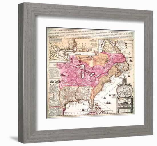 Carte La Nouvelle France 1719-Nicolas De Fer-Framed Art Print