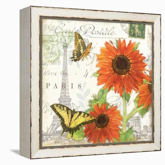 Carte Postale Sunflowers I-Julie Paton-Framed Stretched Canvas