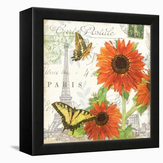 Carte Postale Sunflowers I-Julie Paton-Framed Stretched Canvas