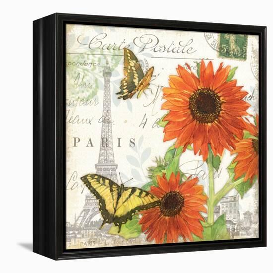 Carte Postale Sunflowers I-Julie Paton-Framed Stretched Canvas