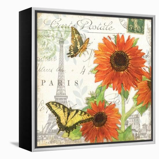 Carte Postale Sunflowers I-Julie Paton-Framed Stretched Canvas