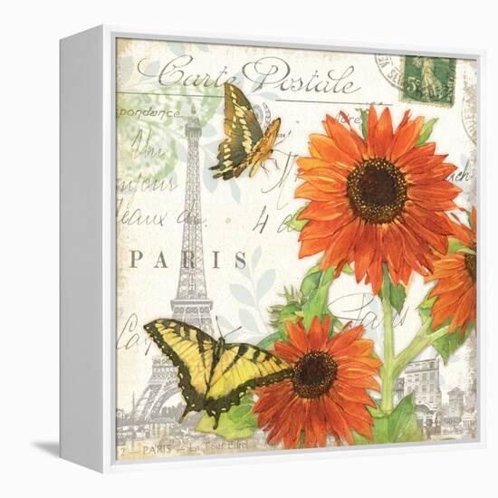 Carte Postale Sunflowers I-Julie Paton-Framed Stretched Canvas