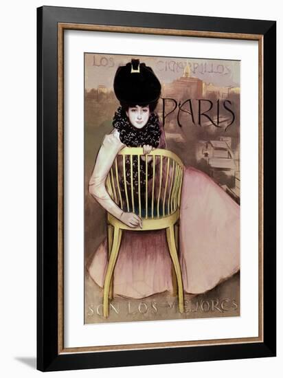 Cartel De Los Cigarrillos Paris Son Los Mejores, 1901-Ramon Casas-Framed Giclee Print