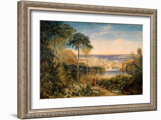 Carthage: Aeneas and Achates, 1825, by David Cox, 1783-1859, English watercolor painting.-David Cox-Framed Art Print