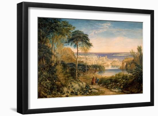 Carthage: Aeneas and Achates, 1825, by David Cox, 1783-1859, English watercolor painting.-David Cox-Framed Art Print