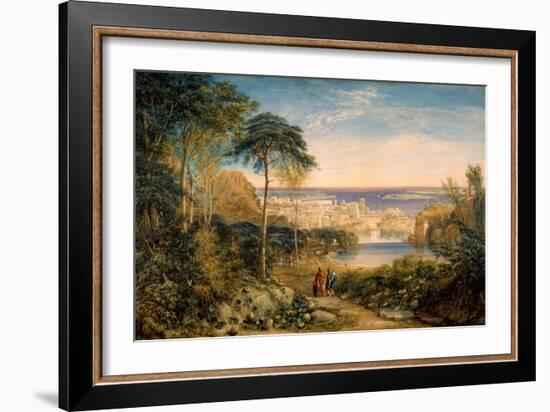 Carthage: Aeneas and Achates, 1825, by David Cox, 1783-1859, English watercolor painting.-David Cox-Framed Art Print