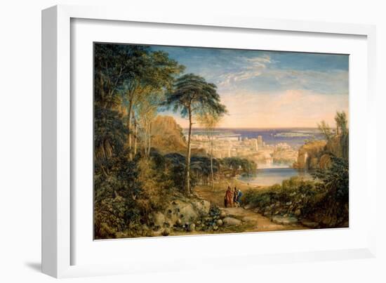 Carthage: Aeneas and Achates, 1825, by David Cox, 1783-1859, English watercolor painting.-David Cox-Framed Art Print