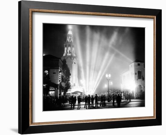 Carthay Circle Theatre During a Dramatically Lit Hollywood Premier-null-Framed Photo