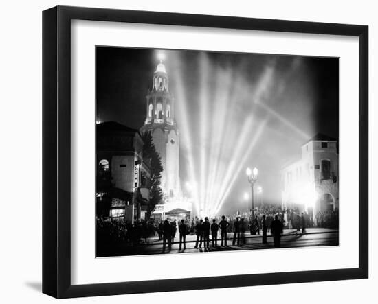 Carthay Circle Theatre During a Dramatically Lit Hollywood Premier--Framed Photo