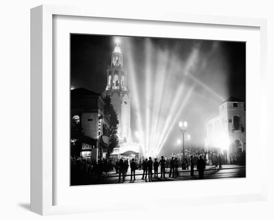 Carthay Circle Theatre During a Dramatically Lit Hollywood Premier-null-Framed Photo