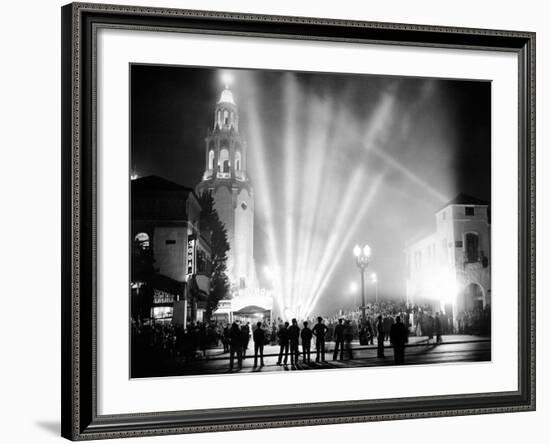 Carthay Circle Theatre During a Dramatically Lit Hollywood Premier--Framed Photo