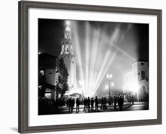 Carthay Circle Theatre During a Dramatically Lit Hollywood Premier--Framed Photo