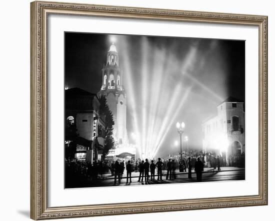 Carthay Circle Theatre During a Dramatically Lit Hollywood Premier-null-Framed Photo