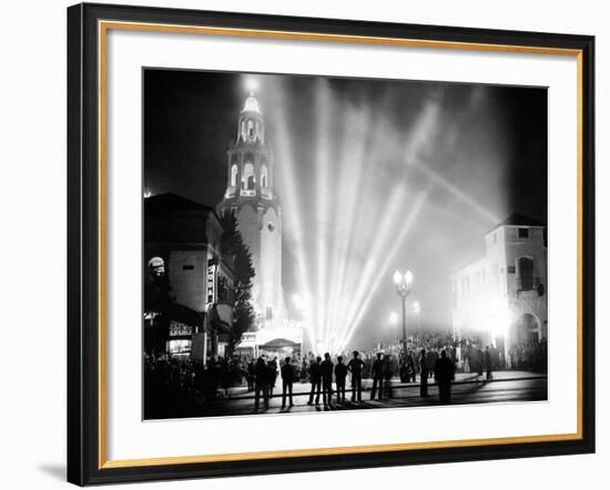 Carthay Circle Theatre During a Dramatically Lit Hollywood Premier--Framed Photo