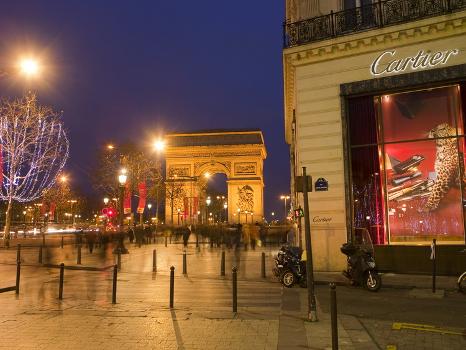 Cartier Store, Champs Elysees, and Arc De Triomphe, Paris, France