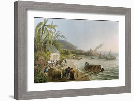 Carting and Putting Sugar Hogsheads on Board', Plate X from 'Ten Views in the Island of Antigua'-William Clark-Framed Giclee Print