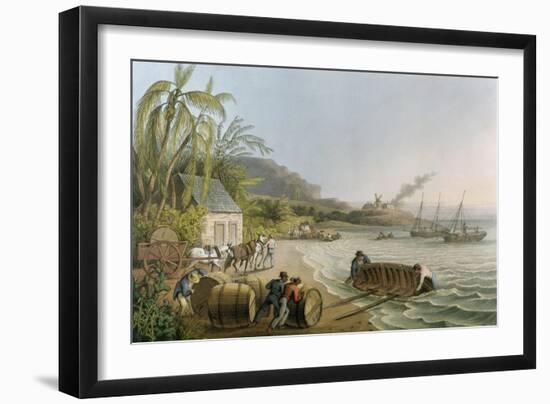 Carting and Putting Sugar Hogsheads on Board', Plate X from 'Ten Views in the Island of Antigua'-William Clark-Framed Giclee Print