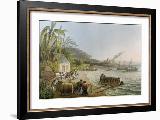 Carting and Putting Sugar Hogsheads on Board', Plate X from 'Ten Views in the Island of Antigua'-William Clark-Framed Giclee Print