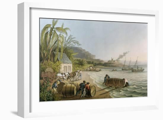 Carting and Putting Sugar Hogsheads on Board', Plate X from 'Ten Views in the Island of Antigua'-William Clark-Framed Giclee Print