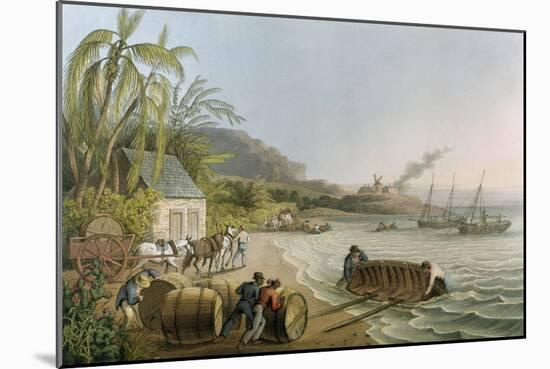 Carting and Putting Sugar Hogsheads on Board', Plate X from 'Ten Views in the Island of Antigua'-William Clark-Mounted Giclee Print