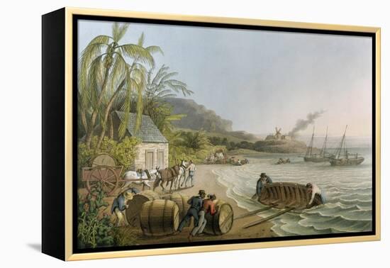 Carting and Putting Sugar Hogsheads on Board', Plate X from 'Ten Views in the Island of Antigua'-William Clark-Framed Premier Image Canvas