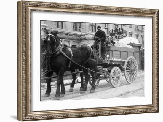 Carting Snow From New York Streets By Horse & Wagon-null-Framed Art Print