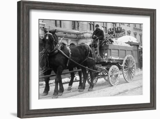 Carting Snow From New York Streets By Horse & Wagon-null-Framed Art Print