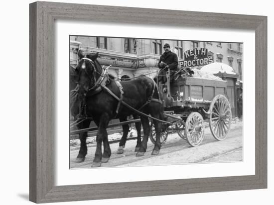 Carting Snow From New York Streets By Horse & Wagon-null-Framed Art Print