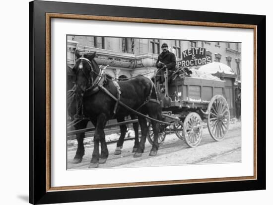 Carting Snow From New York Streets By Horse & Wagon-null-Framed Art Print