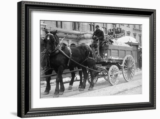 Carting Snow From New York Streets By Horse & Wagon-null-Framed Art Print