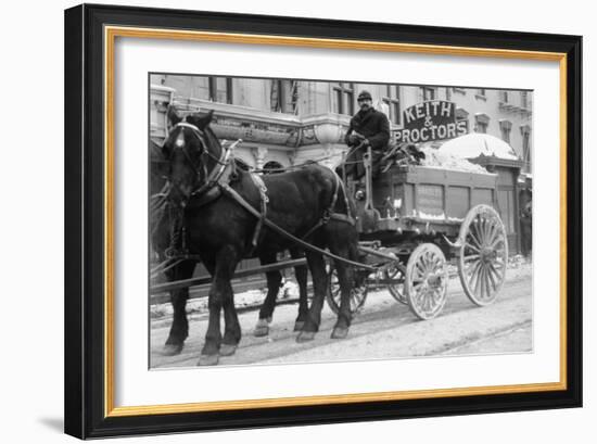 Carting Snow From New York Streets By Horse & Wagon--Framed Art Print