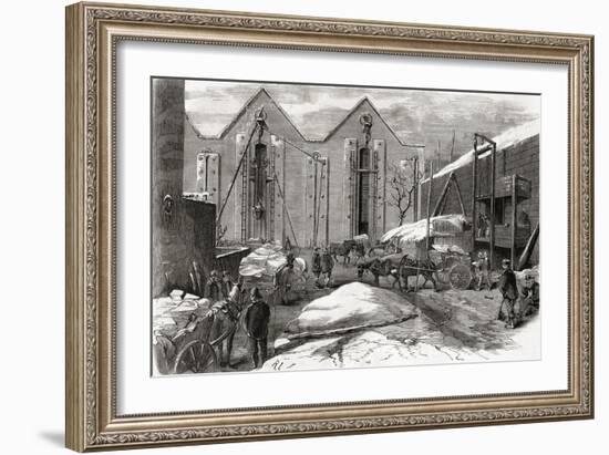 Carting the Ice at Mr Charles' Ice Stores-null-Framed Giclee Print