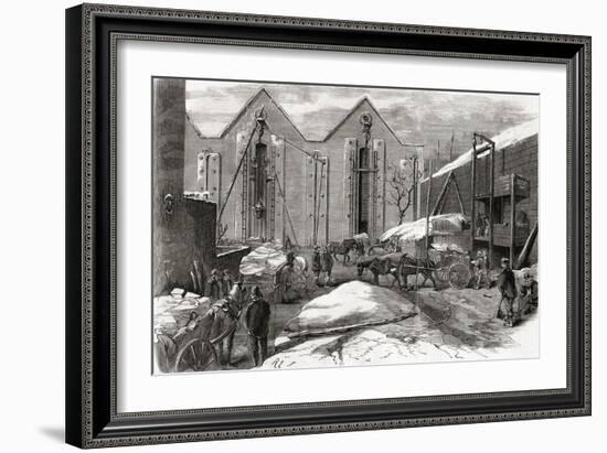 Carting the Ice at Mr Charles' Ice Stores-null-Framed Giclee Print