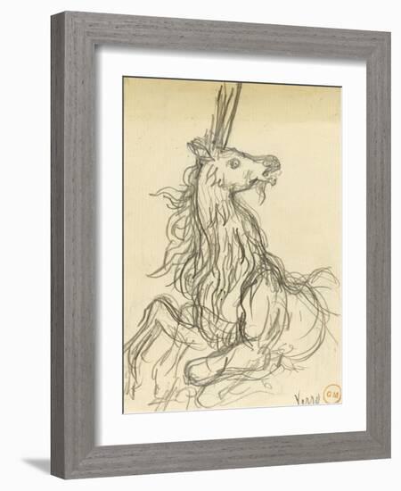 Carton 42. Etude de licorne pour les Chimères (?)-Gustave Moreau-Framed Giclee Print