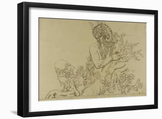 Carton 49. Etude du Grand Pan pour "Jupiter et Sémélé"-Gustave Moreau-Framed Giclee Print