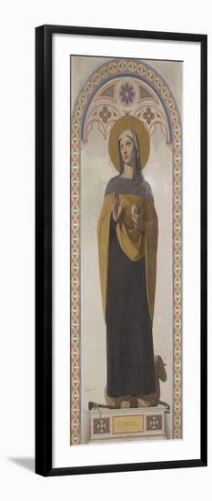 Carton pour les Vitraux de la chapelle Saint Louis à Dreux : Sainte Geneviève, patronne de Paris-Jean-Auguste-Dominique Ingres-Framed Giclee Print