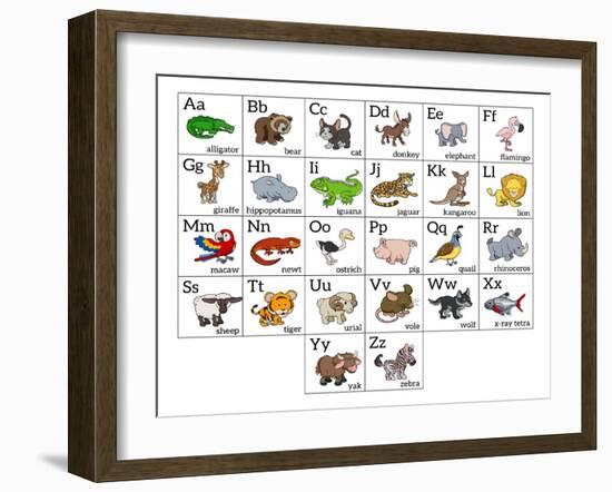 Cartoon Animal Alphabet Chart-Krisdog-Framed Art Print